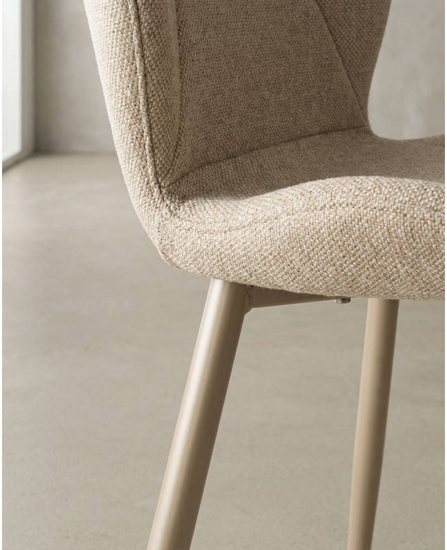 Pack 4 sillas de comedor tapizadas LUREN beige detalle