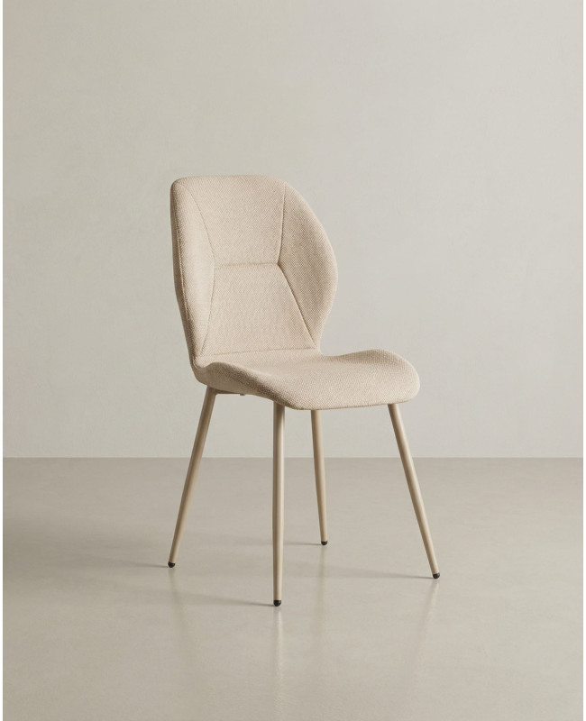 Pack 4 sillas de comedor tapizadas LUREN beige lateral