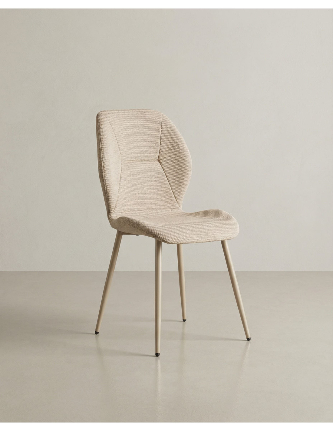 Pack 4 sillas de comedor tapizadas LUREN beige lateral