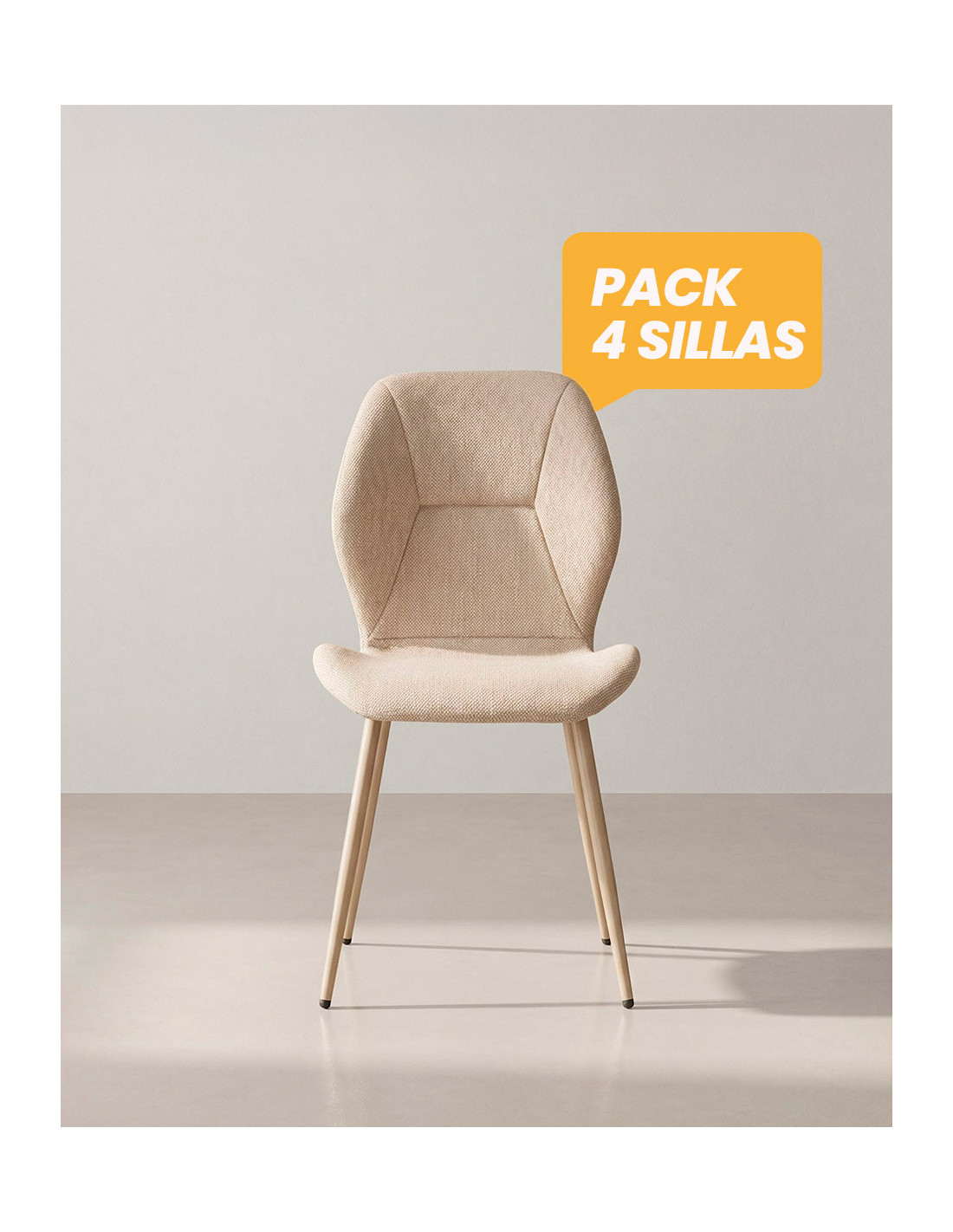 Pack 4 sillas de comedor tapizadas LUREN beige