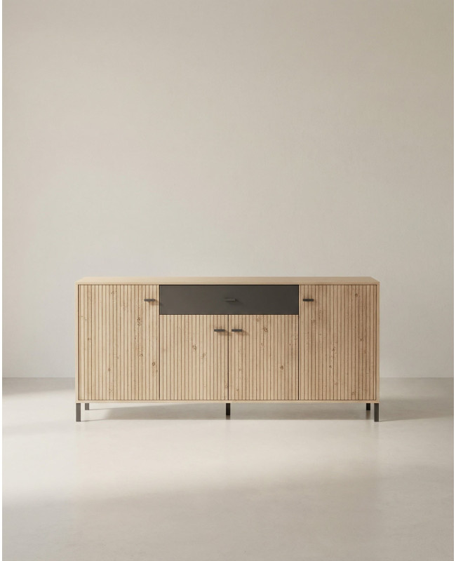 Aparador acanalado roble y negro barato | Envío rápido y financiación