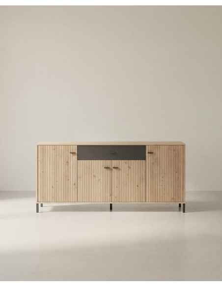 Aparador acanalado roble y negro barato | Envío rápido y financiación