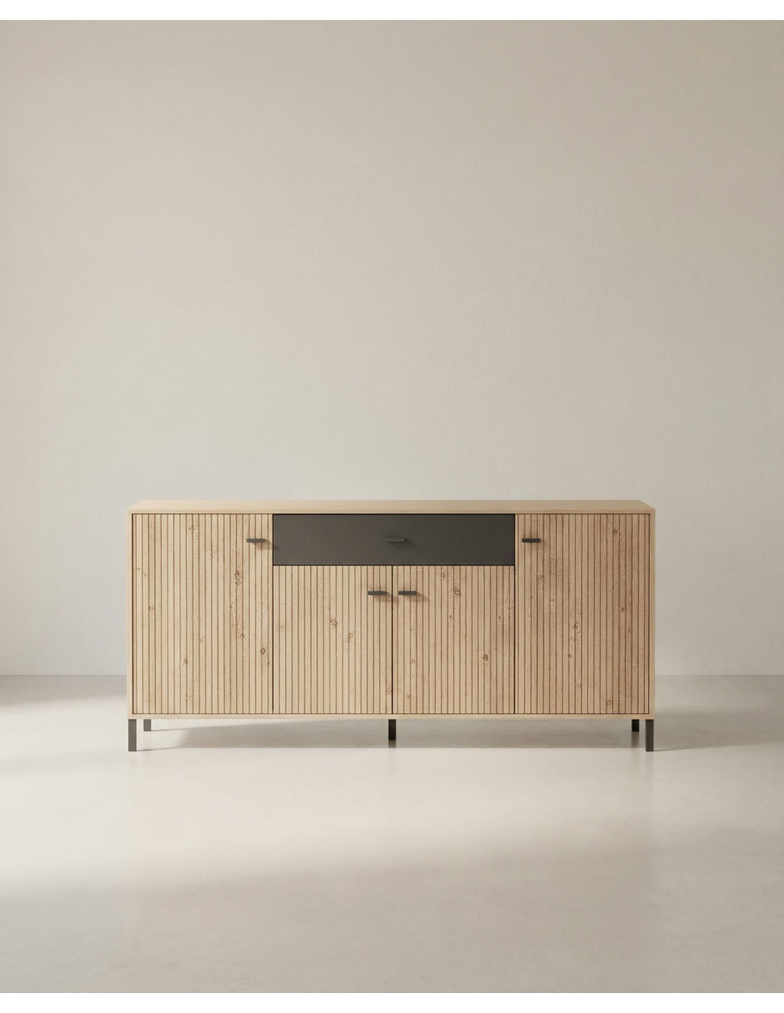 Aparador acanalado roble y negro barato | Envío rápido y financiación