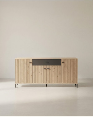 Aparador acanalado roble y negro barato | Envío rápido y financiación