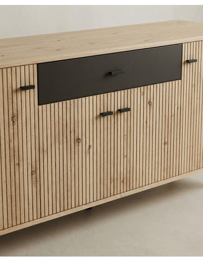 Aparador acanalado roble y negro barato | Envío rápido y financiación