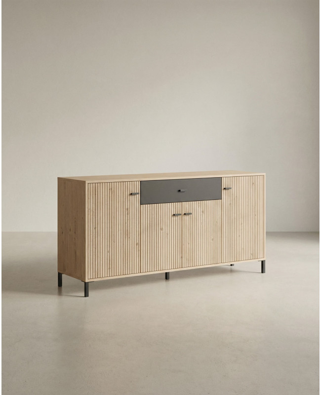 Aparador acanalado roble y negro barato | Envío rápido y financiación