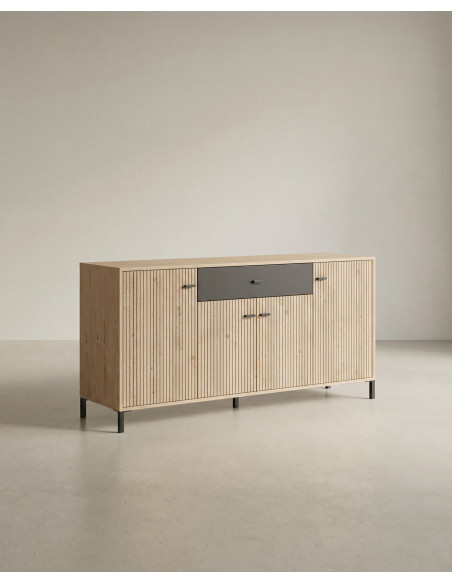 Aparador acanalado roble y negro barato | Envío rápido y financiación