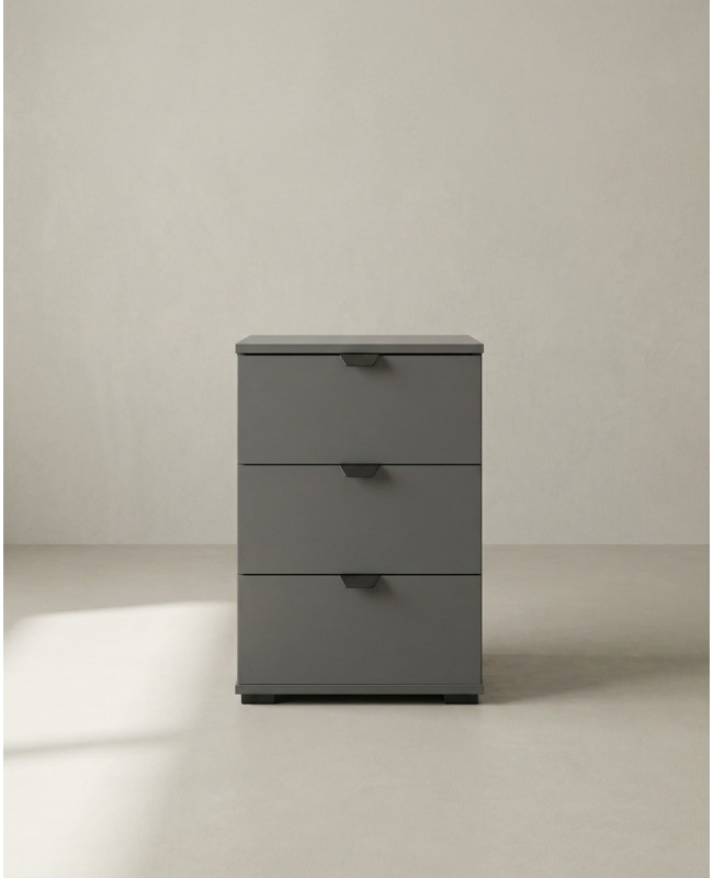 Mesita 3 cajones ZAREL gris grafito