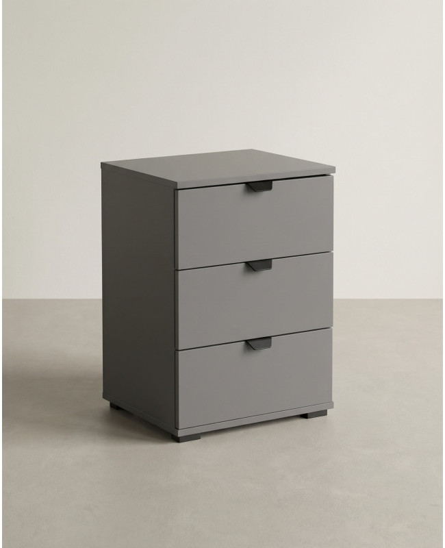 Mesita 3 cajones ZAREL gris grafito lateral