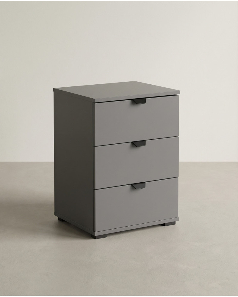 Mesita 3 cajones ZAREL gris grafito lateral
