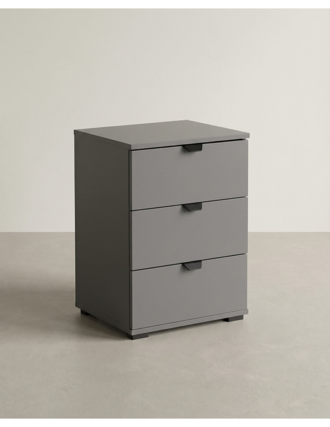 Mesita 3 cajones ZAREL gris grafito lateral