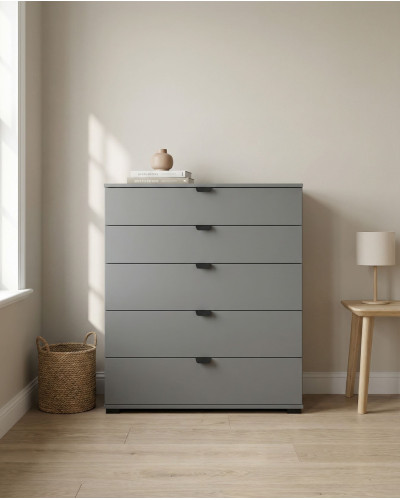Cómoda 5 cajones ZAREL gris ambiente