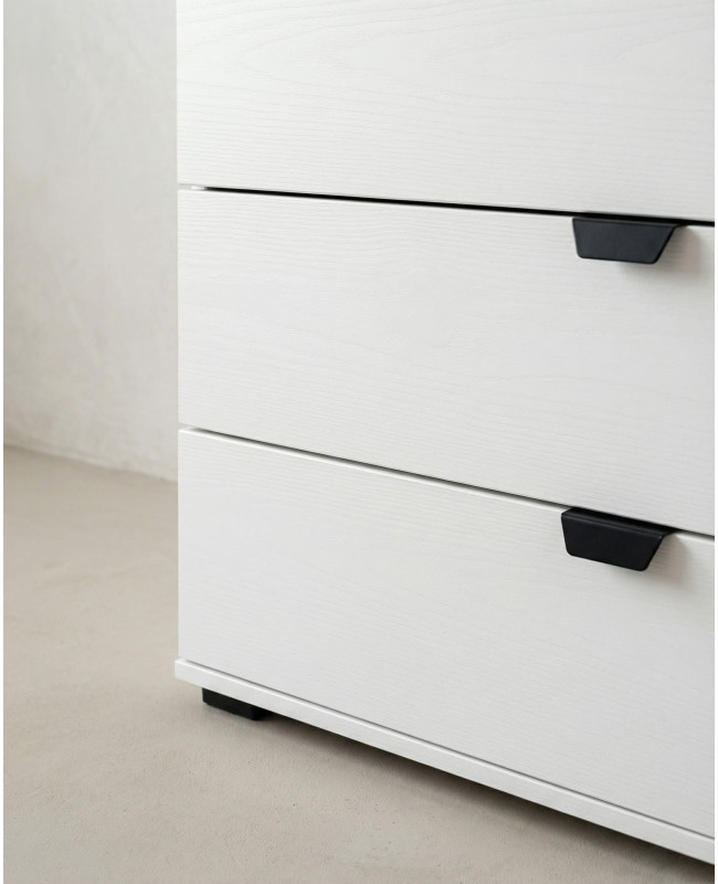 Cómoda 5 cajones ZAREL blanco detalle