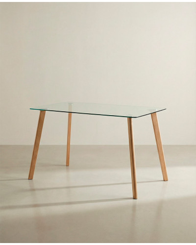 Mesa comedor tapa cristal ZAREN lateral