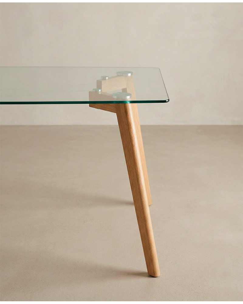 Mesa comedor tapa cristal ZAREN detalle