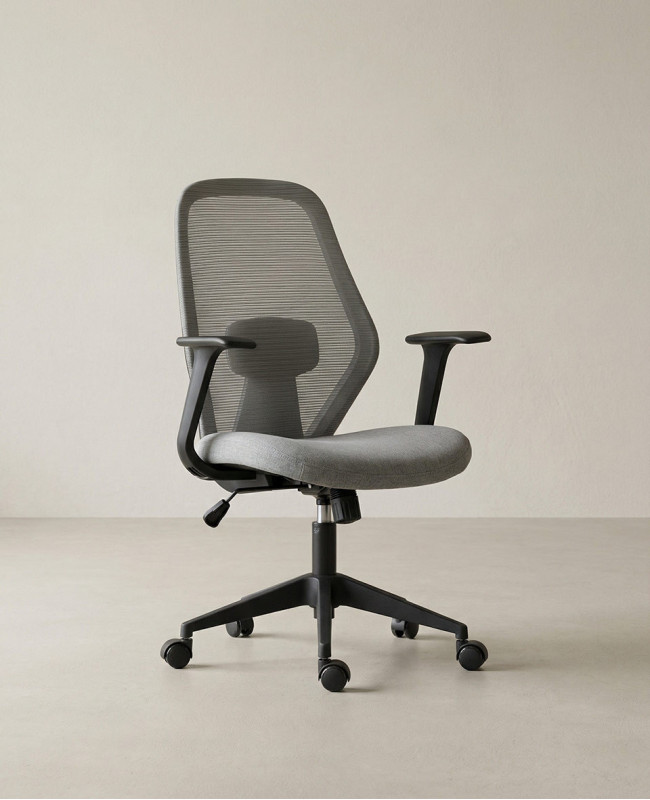 Silla oficina giratoria TORIX gris claro lateral