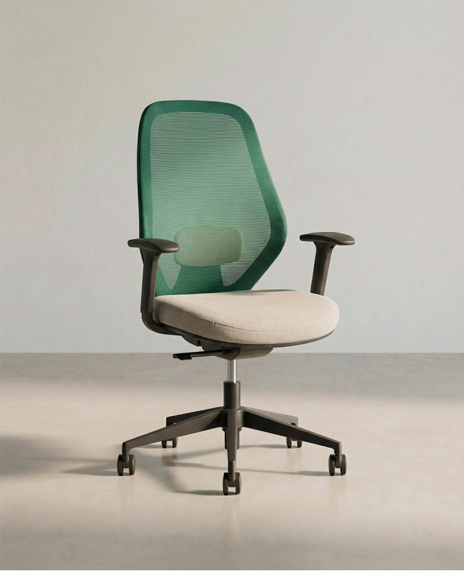 Silla oficina giratoria TORIX verde taupe lateral