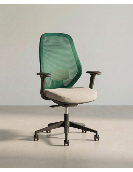 Silla oficina giratoria TORIX verde taupe lateral