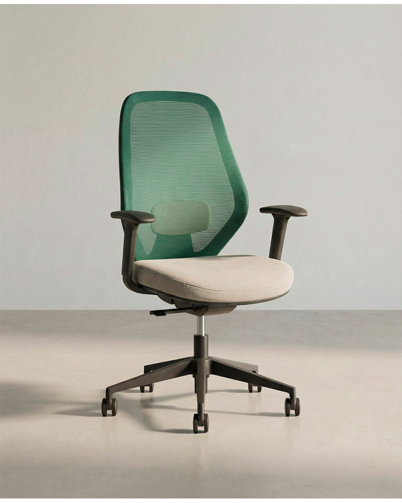 Silla oficina giratoria TORIX verde taupe lateral