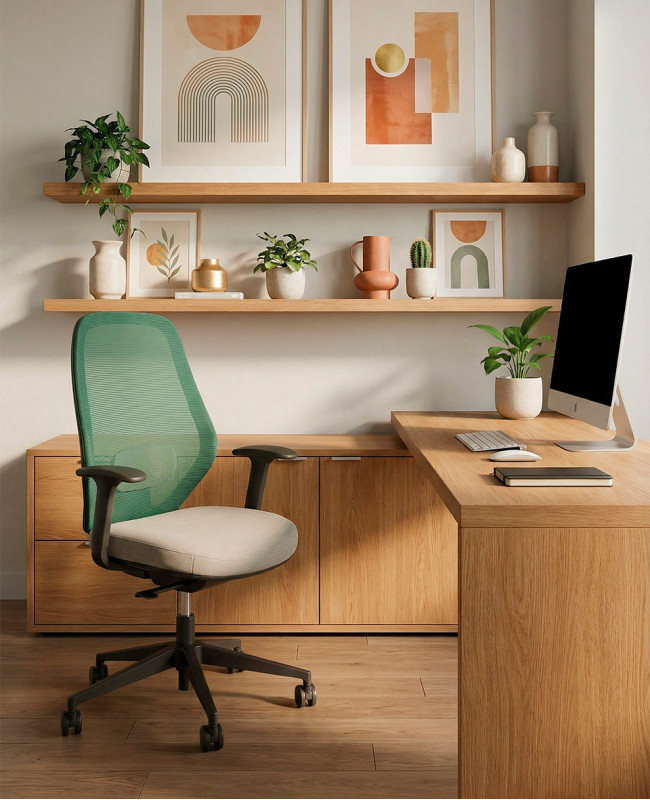 Silla oficina giratoria TORIX verde taupe ambiente