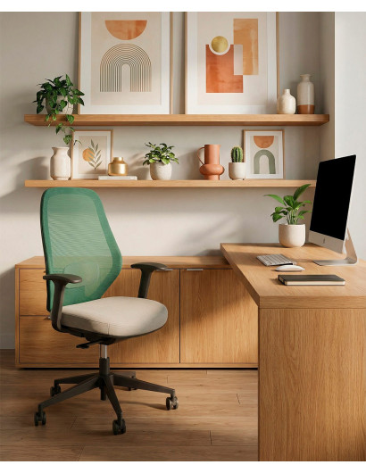 Silla oficina giratoria TORIX verde taupe ambiente