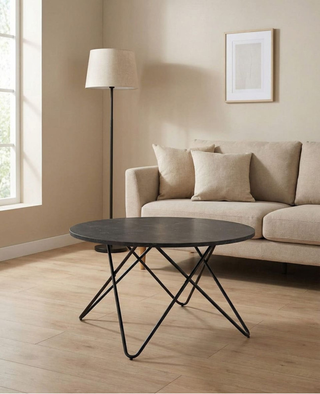 Mesa centro redonda negra NAREX ambiente