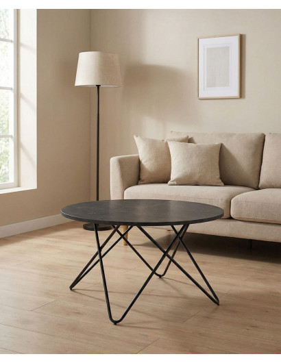 Mesa centro redonda negra NAREX ambiente