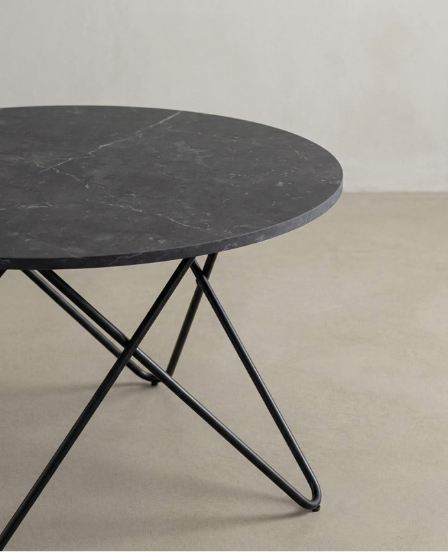 Mesa centro redonda negra NAREX detalle
