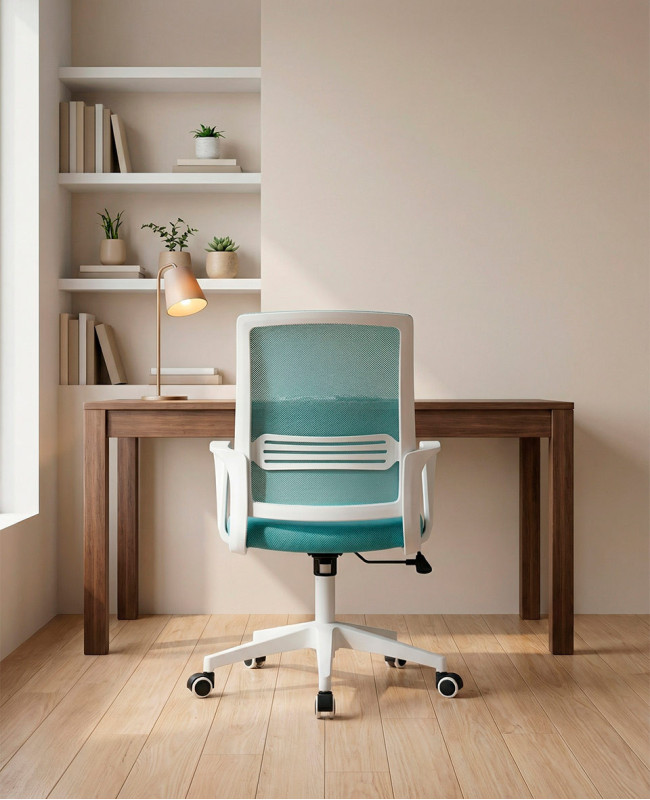 Silla de estudios con brazos VEXA turquesa ambiente