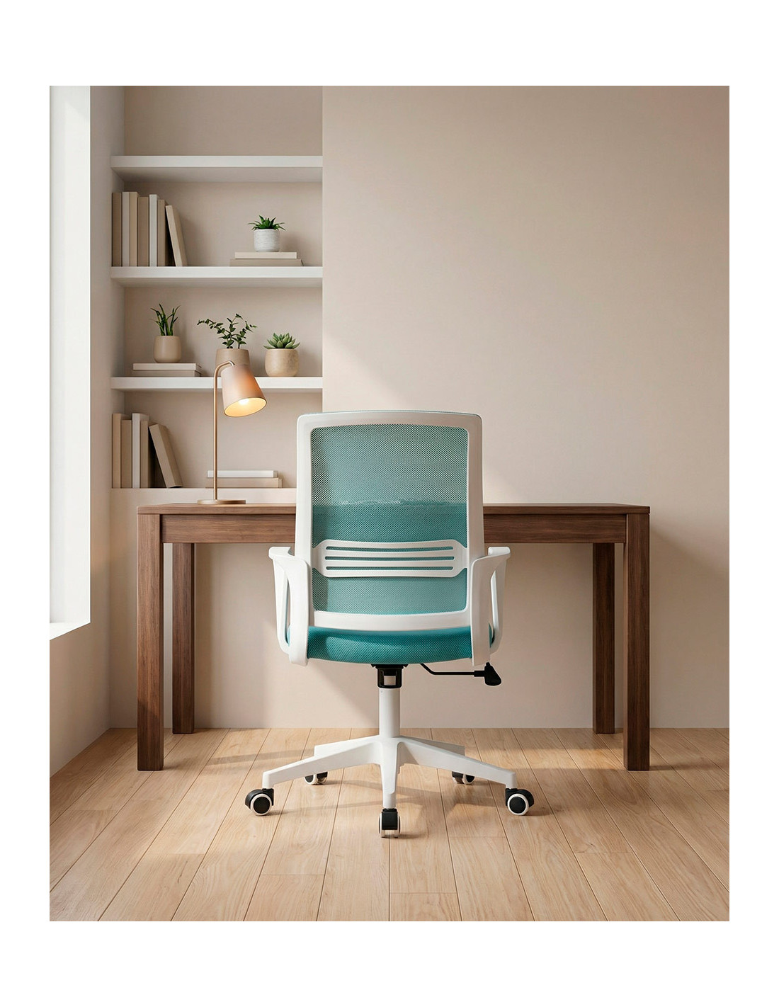 Silla de estudios con brazos VEXA turquesa ambiente
