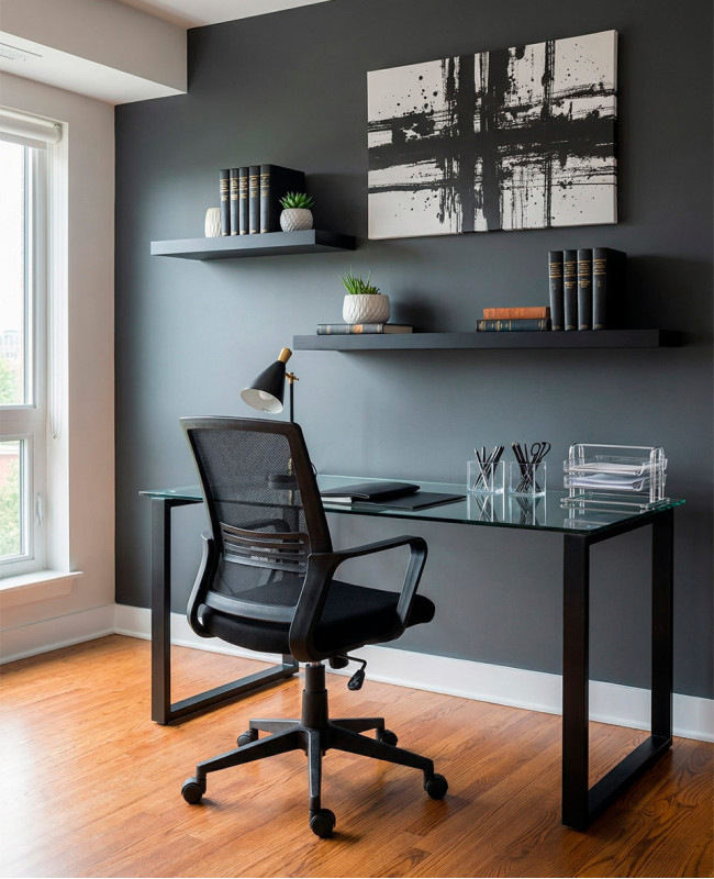 Silla de estudios con brazos VEXA negro ambiente