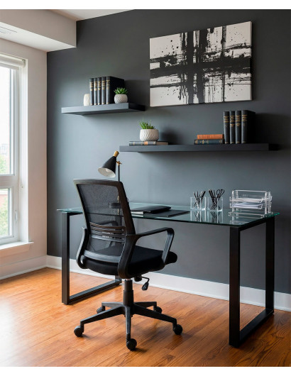 Silla de estudios con brazos VEXA negro ambiente