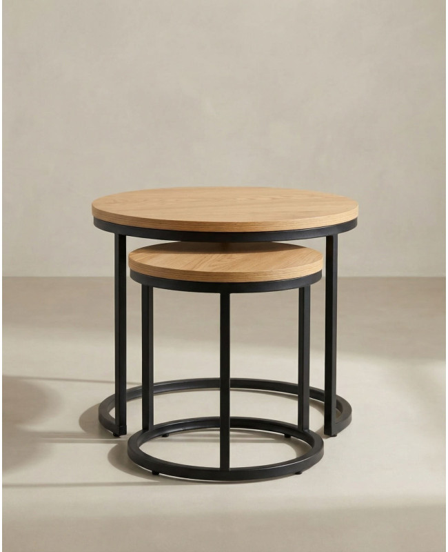 Juego 2 mesas de centro redondas LUXEN frente