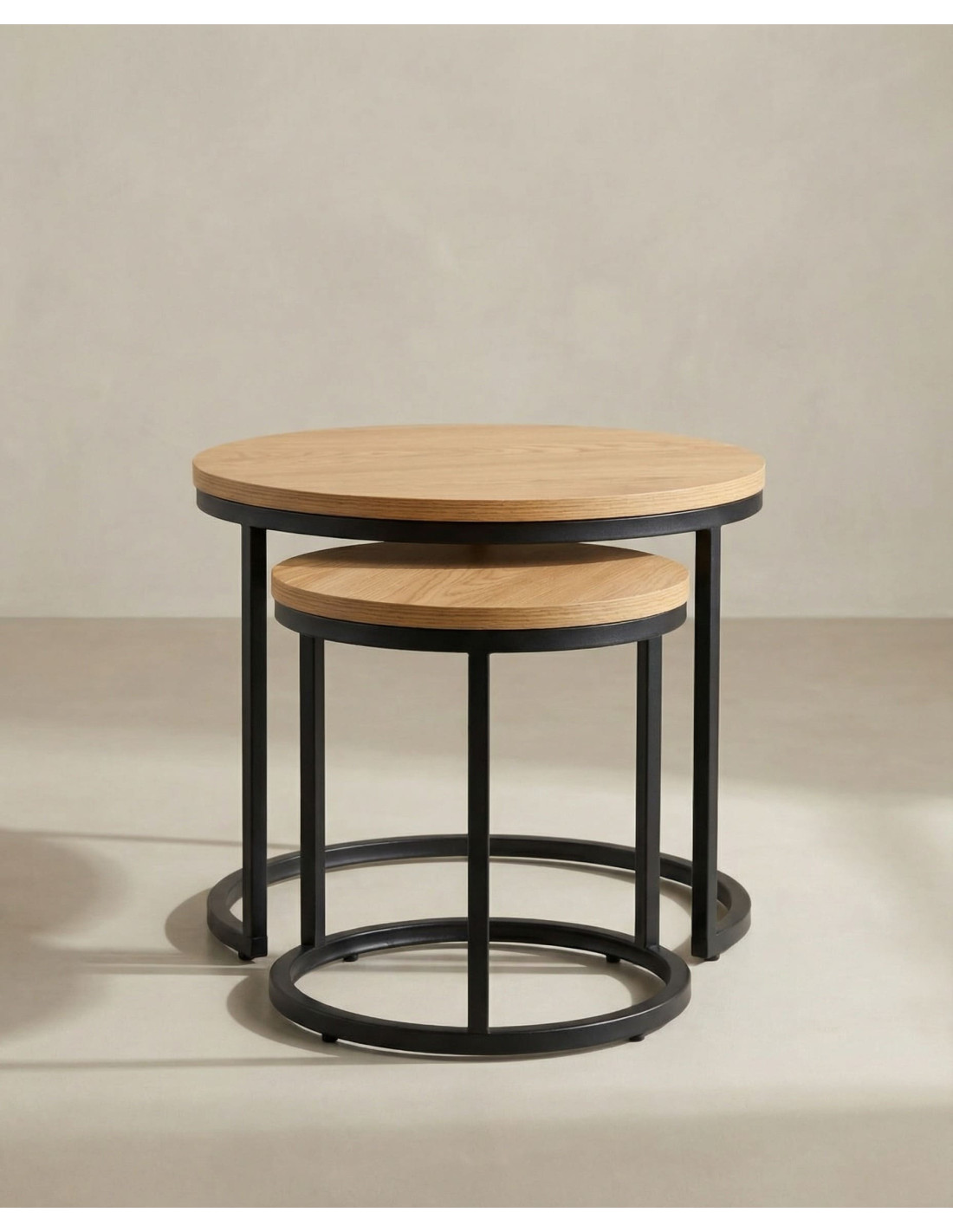 Juego 2 mesas de centro redondas LUXEN frente