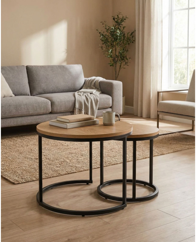 Juego 2 mesas de centro redondas LUXEN ambiente