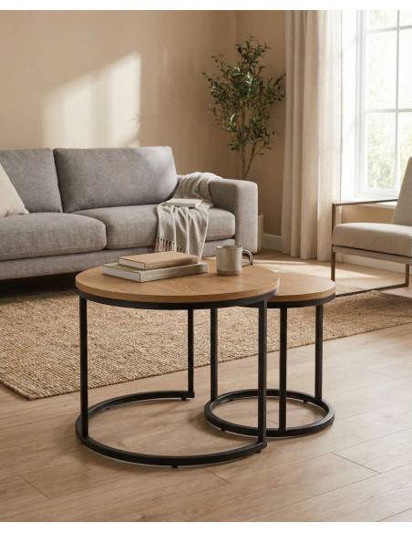 Juego 2 mesas de centro redondas LUXEN ambiente