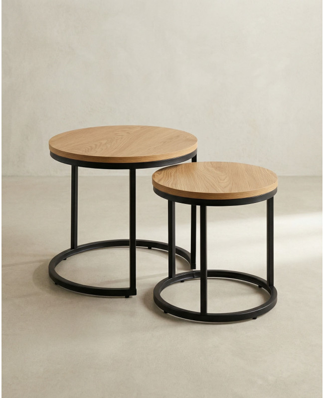 Juego 2 mesas de centro redondas LUXEN lateral