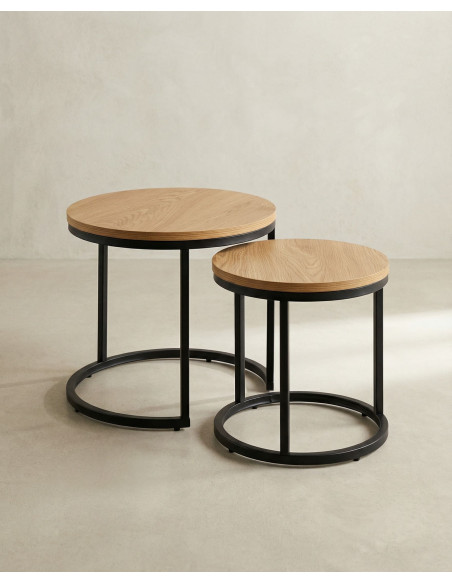 Juego 2 mesas de centro redondas LUXEN lateral