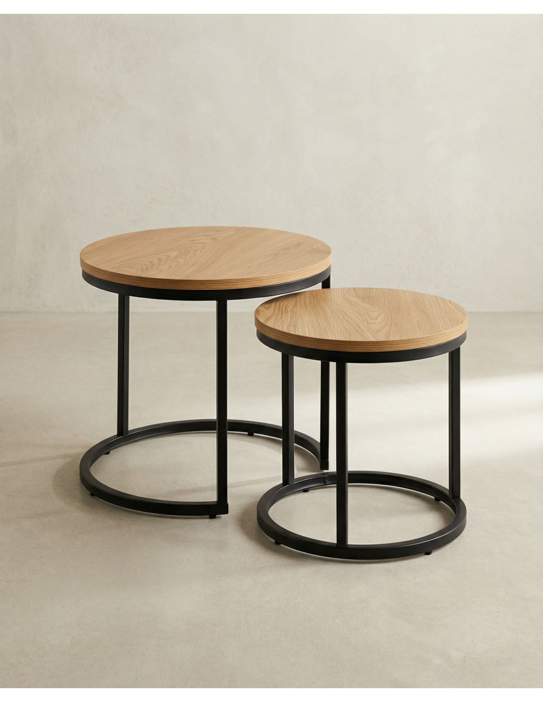 Juego 2 mesas de centro redondas LUXEN lateral