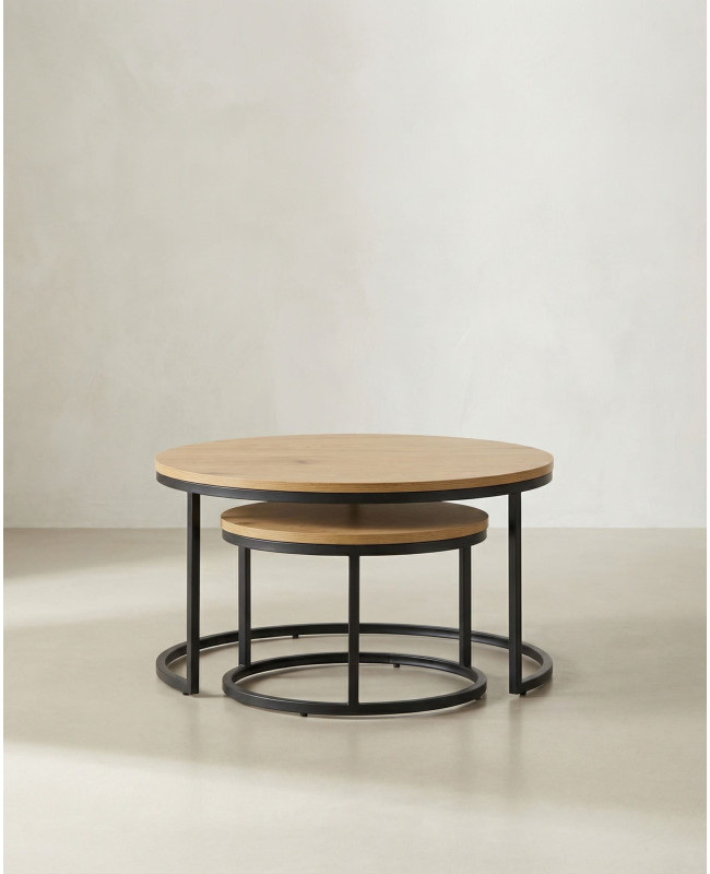 Juego 2 mesas de centro redondas KORUM frente