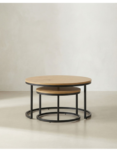 Juego 2 mesas de centro redondas KORUM frente