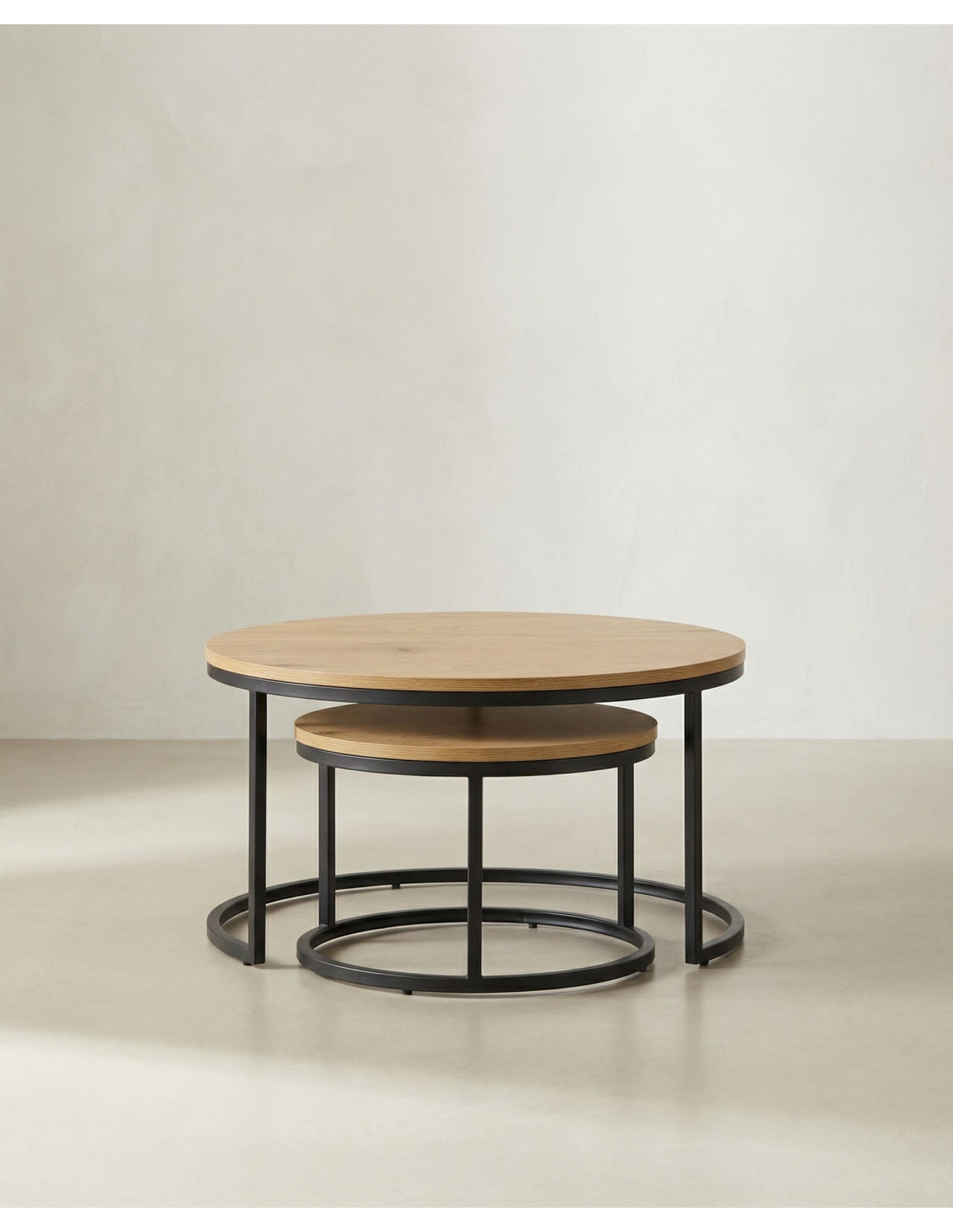 Juego 2 mesas de centro redondas KORUM frente