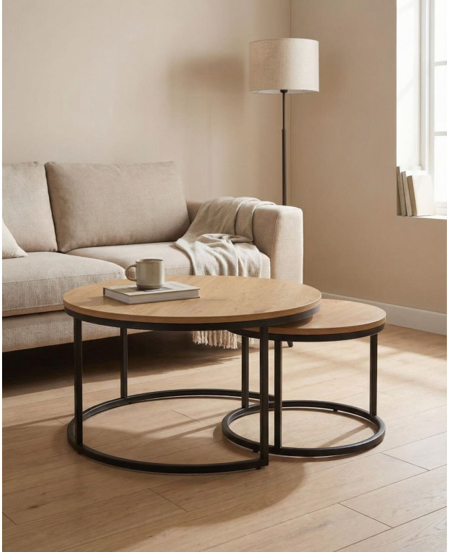 Juego 2 mesas de centro redondas KORUM ambiente