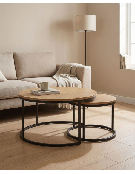 Juego 2 mesas de centro redondas KORUM ambiente