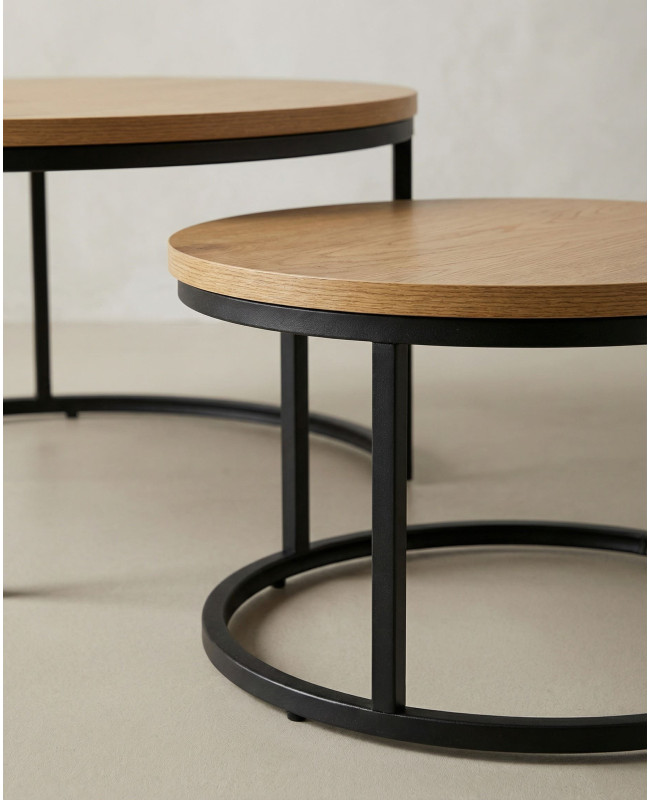 Juego 2 mesas de centro redondas KORUM detalle