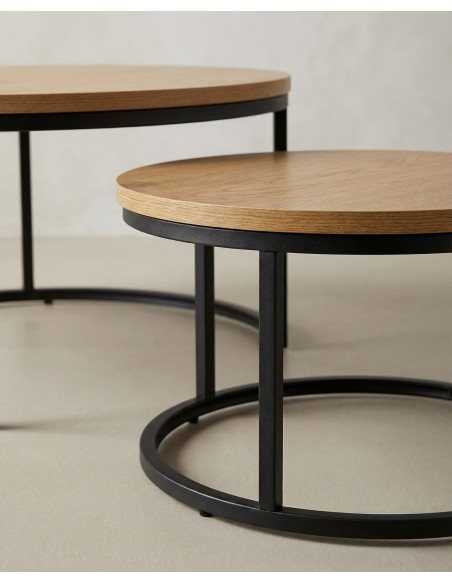 Juego 2 mesas de centro redondas KORUM detalle