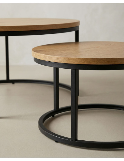 Juego 2 mesas de centro redondas KORUM detalle