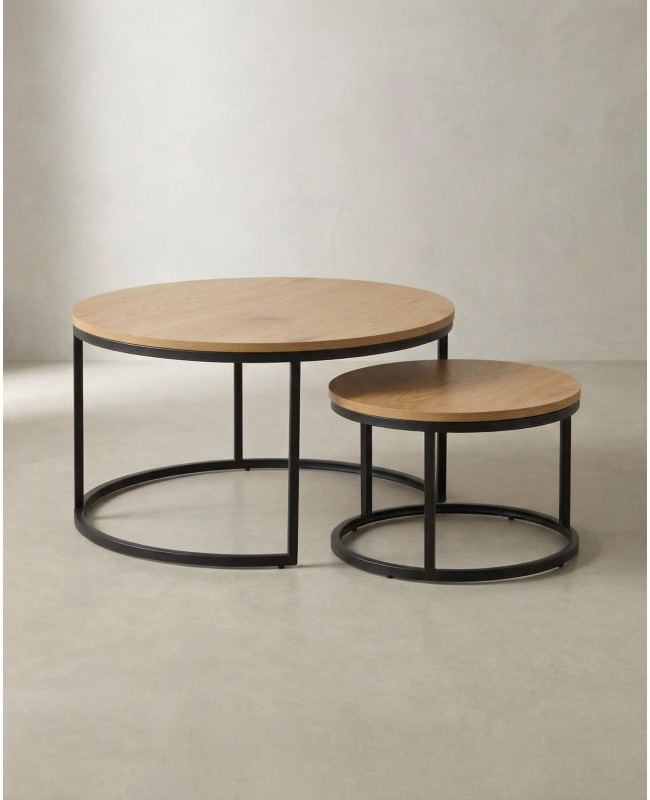 Juego 2 mesas de centro redondas KORUM lateral