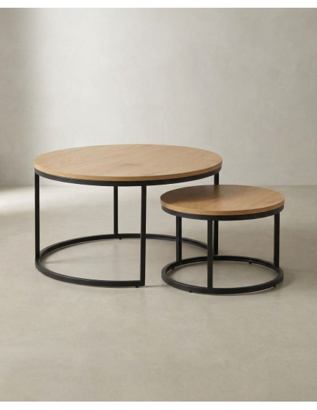 Juego 2 mesas de centro redondas KORUM lateral