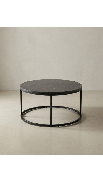 Mesa centro redonda tapa simil mármol VELIX negro